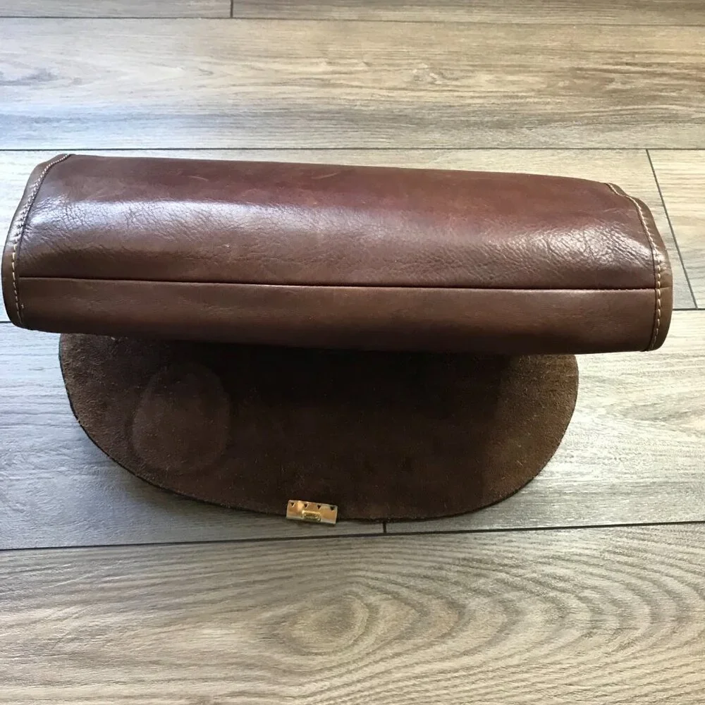 Vintage Rugero Brown Leather Messenger Bag Briefcase Removable Strap‎ Lock & Key